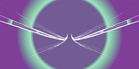 Abstract neon light rays background. A Colorful Motion Background of City Light Trails. Purple glowing wave swirl, impulse cable lines. Long time exposure. Vector