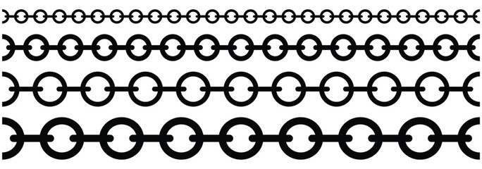 Chain pattern brush set. Rope Chain Vector. Straight Link Chain Collection. 