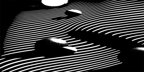 Amazing liquify lines effect on black and white, vector illustration.