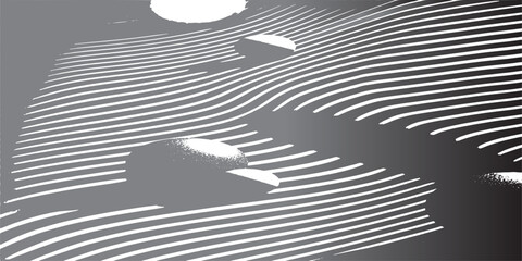 Amazing liquify lines effect on black and white, vector illustration.