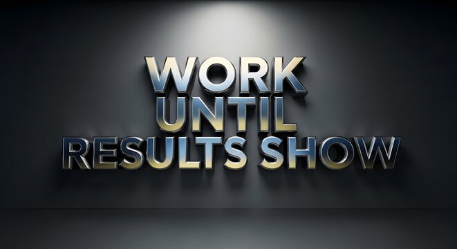 Inspirational motivational quote emphasizing dedication and perseverance with bold 3D text on a dark background