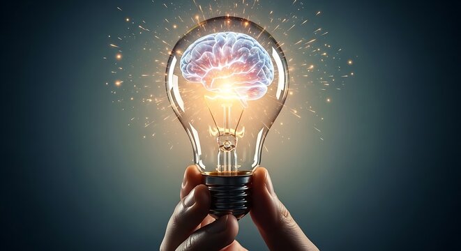 Glowing Brain Lightbulb Idea concept innovation
