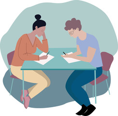 Students sitting at table