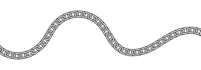 Chain Link Pattern Vector. Black contour of the metal chain. Flexible Chain Line. 