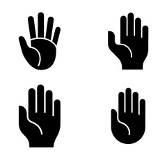Obraz premium Four hand icons showing different hand positions isolated on white background