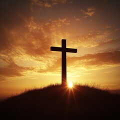 cross on sunset, Generative AI