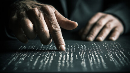 Blind Person’s Hand Touching Braille Text - Education Concept 