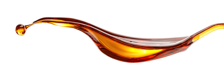 Elegant gold orange oil honey liquid splash spill, dynamic motion isolated PNG cutout, transparent background