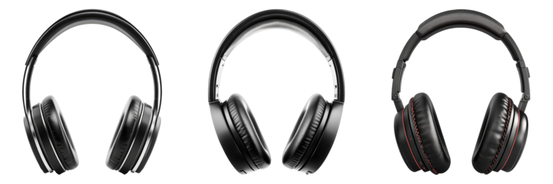 Three stylish headphones in a row, each offering a unique look and design