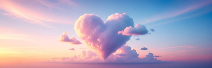 Fototapeta premium Dreamy Heart Cloudscape: A serene sky filled with love, peace and inspiration