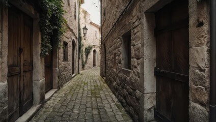 Fototapeta premium Charming Medieval Alleyway in Italy - A Glimpse into the Past.