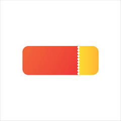 Orange and yellow ticket stub simple flat vector graphic for event admission isolated on white background