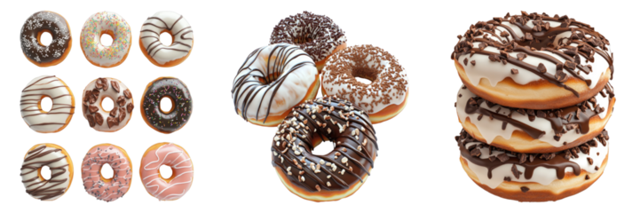 An assortment of delicious donuts with various toppings