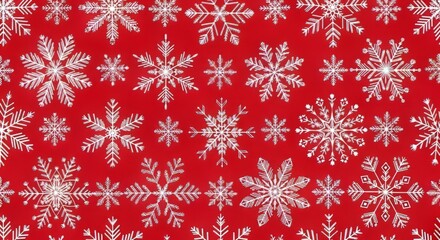 Nordic-inspired Christmas pattern with repetitive white snowflakes on red background