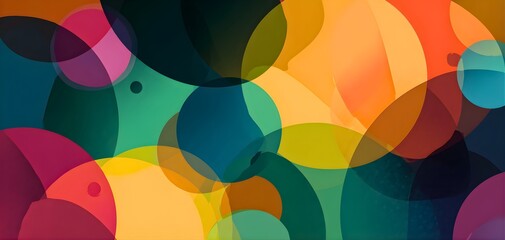 Abstract overlapping organic shapes in vibrant warm and cool color palette