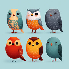 Cute Cartoon Birds for National Bird Day Greeting 