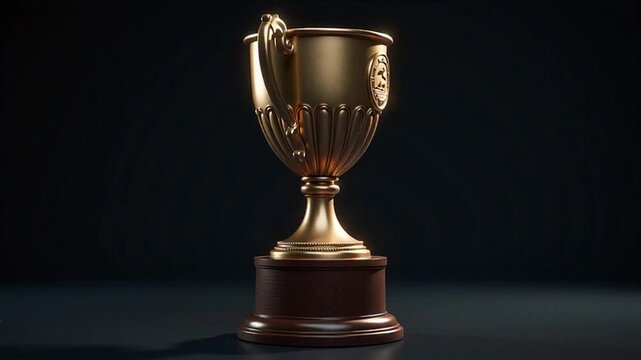 Celebrate achievement with this elegant golden trophy, perfect for showcasing success and winning moments in your next presentation or video project