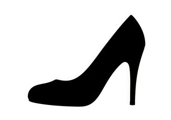 Black high heel shoe silhouette isolated on white background