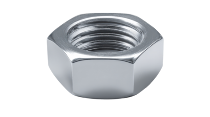 Silver nut with smooth finish background isolated on a Transparent background, PNG file.