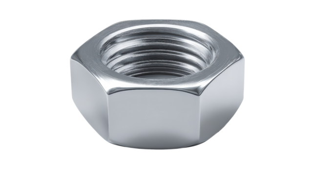 Silver nut with smooth finish background isolated on a Transparent background, PNG file.