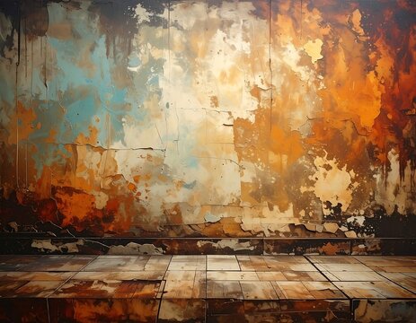 Textured abstract background of peeling paint on weathered wall