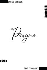 Prague   -Capital City Name Cursive Calligraphy Decorative Text Design Vector Element