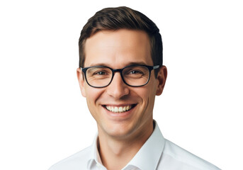 Smiling man wearing glasses isolated on transparent background