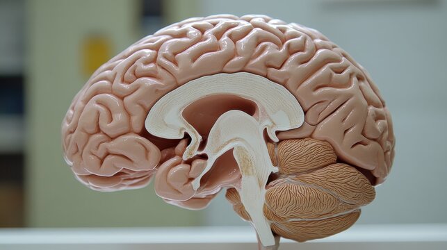 Intricate anatomical model of the human brain with clear details