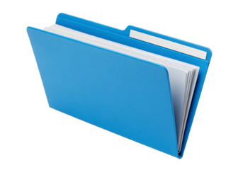  blue file folder isolated on a transparent background.