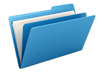  blue file folder isolated on a transparent background.