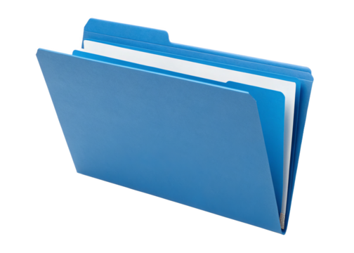  blue file folder isolated on a transparent background. - Powered by Adobe