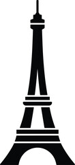 Black silhouette icon of the Eiffel Tower on a white background Paris France