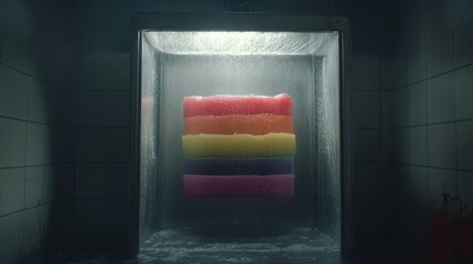 Layered colorful samples inside spinning centrifuge tubes