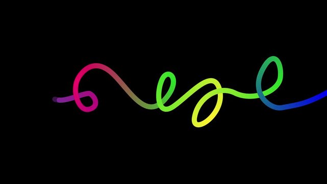Colorful Gradient Line Squiggle Animation on Black Background