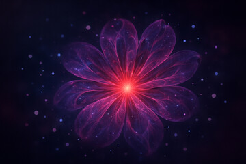 AI generated abstract glowing cosmic flower with swirling luminous petals and floating light particles creating a mystical dreamlike atmosphere and serene energy presence.