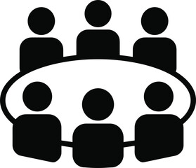 Six People Sitting Around Oval Table Meeting Icon group discussion