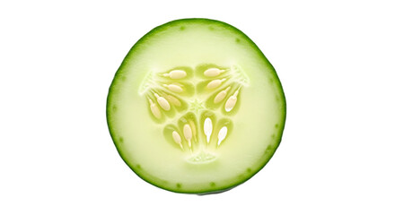 A single slice of cucumber on transparent background