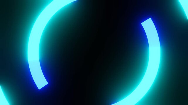 Black background with glowing interface segments, futuristic tech scan visuals with smooth rotational motion, modern digital interface featuring blue neon ring and dynamic scanning effects - Powered by Adobe
