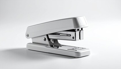 Minimalist white stapler on a clean white background
