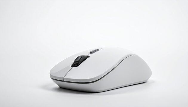 Sleek white computer mouse isolated on a bright background