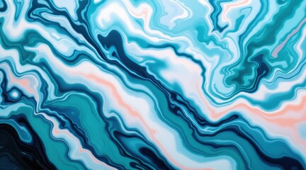 Abstract fluid marble texture background in shades of blue and white