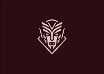 A sleek vampire logo in minimalist silhouette style, showing a mysterious face with sharp fangs and elegant shadows, symbolizing darkness, power, and allure in a modern vector concept
