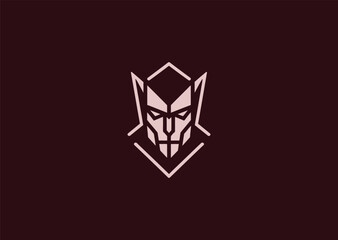 A sleek vampire logo in minimalist silhouette style, showing a mysterious face with sharp fangs and elegant shadows, symbolizing darkness, power, and allure in a modern vector concept