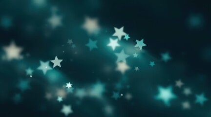 Abstract teal star bokeh light festive celebration background