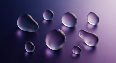 Abstract translucent organic shapes on a glowing purple background