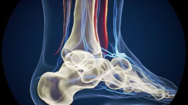 Animated Foot Anatomy Detailed Bone Vein and Muscle Structure Visualization