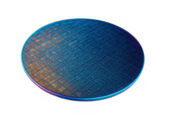 Silicon wafer showing microchips for modern semiconductor technology and computer processors on a transparent background