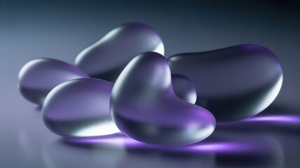 Shimmering purple abstract organic shapes on a smooth gradient