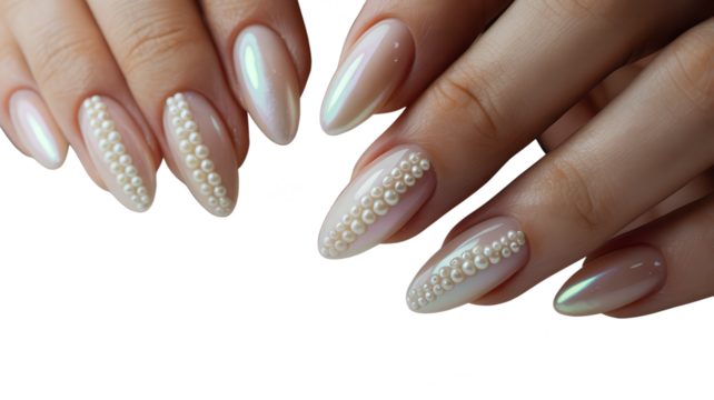 Elegant Pearl Nail Art with Nude Gloss Finish and Luxury Design, Chic Bridal Manicure with 3D Pearls and Soft Shimmer, Classy Nude Nails Decorated with Pearls for Glamorous Look