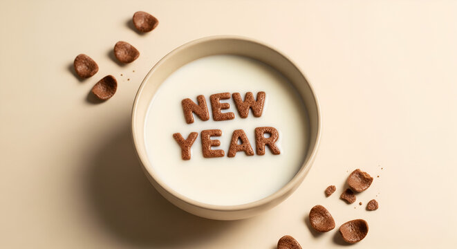 New Year Cereal Bowl - Holiday Breakfast Concept